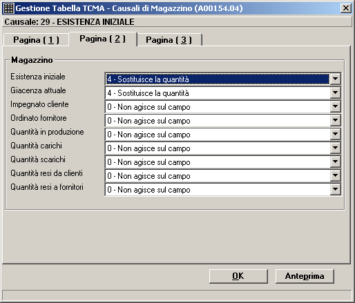 La causale di magazzino utilizzata deve essere impostata nel modo seguente.