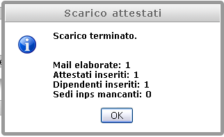 A questo punto, senza necessariamente codificare l azienda o il periodo, basterà cliccare Il software Studio Web andrà ad analizzare il contenuto della Posta in arrivo (Inbox) nella casella impostata