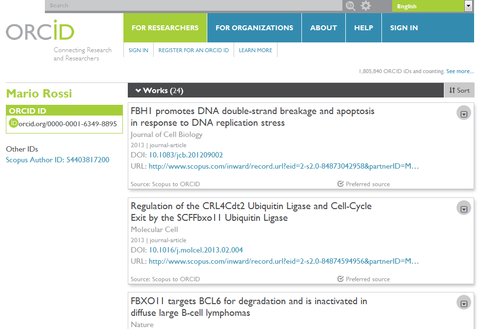 Research ID e ORCID Indici univoci per l identificazione dell autore Account