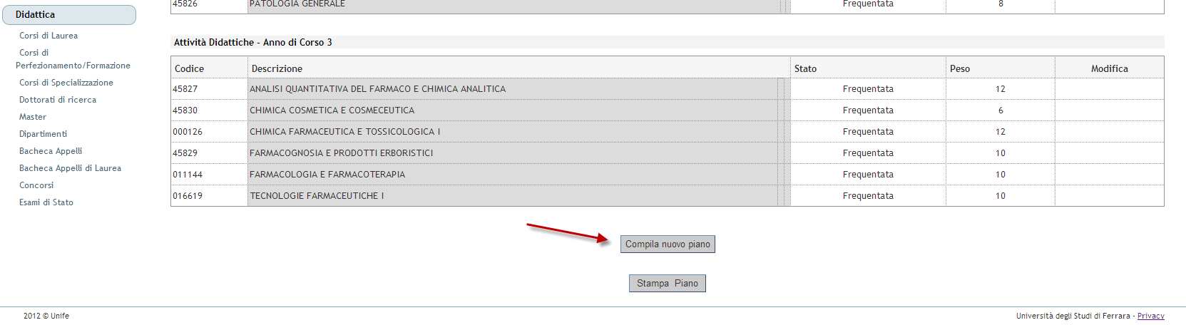 4. Cliccare sul pulsante COMPILA NUOVO PIANO 5.