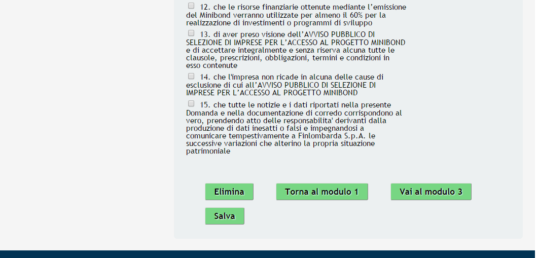 Figura 9 Modulo 2 Dati della domanda In questo modulo è necessario compilare i Dati della domanda. Inserire le informazioni relative alla Sottoscrizione Minibond.