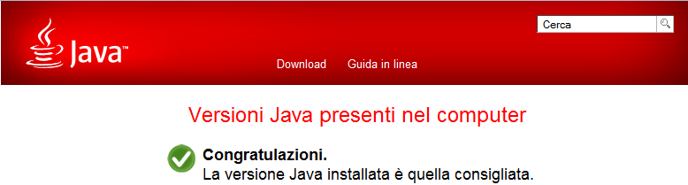 Java non installato In caso il plugin Java non fosse installato la pagina riporterà l impossibilità di verificarne la presenza.