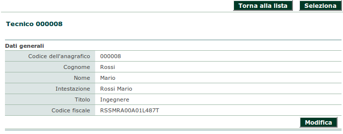 Vi sono inoltre alcuni campi che fanno riferimento a dati contenuti in archivi, quali ad esempio il Nome del responsabile unico procedimento.