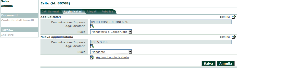 Se l impresa non è esistente nell archivio, nella pop-up di selezione non comparirà nulla e sarà necessario cliccare su Nuovo per inserire la nuova anagrafica.