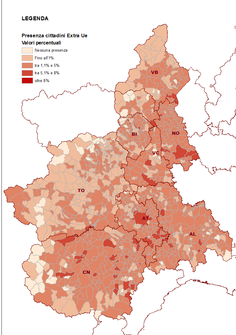 Nelle cartine seguenti è possibile visualizzare il dato relativo alla presenza di residenti non