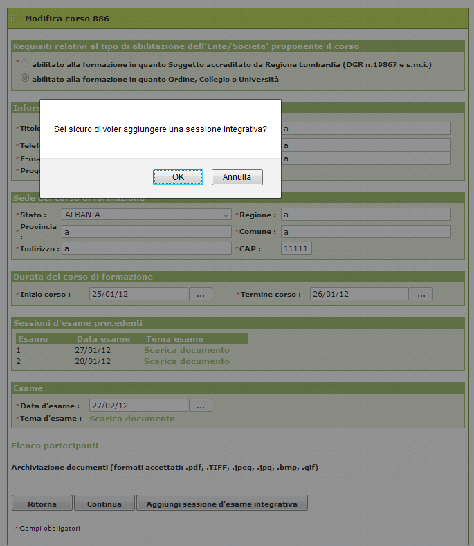 3.4. Sessione d esame integrativa per il Corso CENED a.