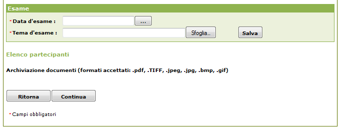 A questo punto verrà richiesto di inserire per la nuova sessione d esame: data e tema d esame (Figura 22).