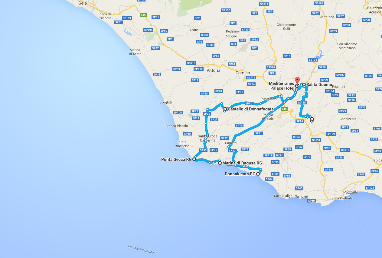 da Mediterraneo Palace Hotel a Mediterraneo Palace Hotel In auto 119 km, 2 h 47 min Dati cartogra 㐵㔳 ci 2016 Google 5 km
