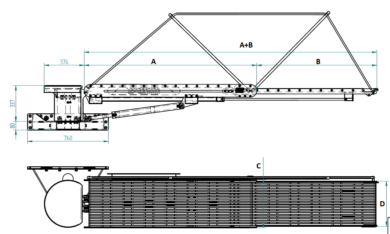 PARADISO 3300 PASSERELLA PARADISO 3300 (rotating) / EXTERNAL GANGWAY PARADISO 3300 (rotating) / AUßEN GANGWAY PARADISO 3300 (rotating) DIMENSIONI / DIMENSIONS / MABE mm A+B+450 A B C D Peso (kg)