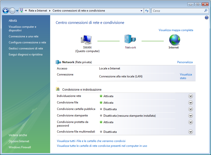 Windows Vista della condivisione file Creazione di una cartella condivisa NOTA Se durante la procedura viene visualizzata la finestra di dialogo [Controllo account utente], fare clic su [Continua].