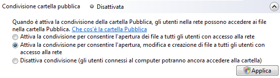 Windows Vista della condivisione file Creazione di una cartella condivisa Selezionare l