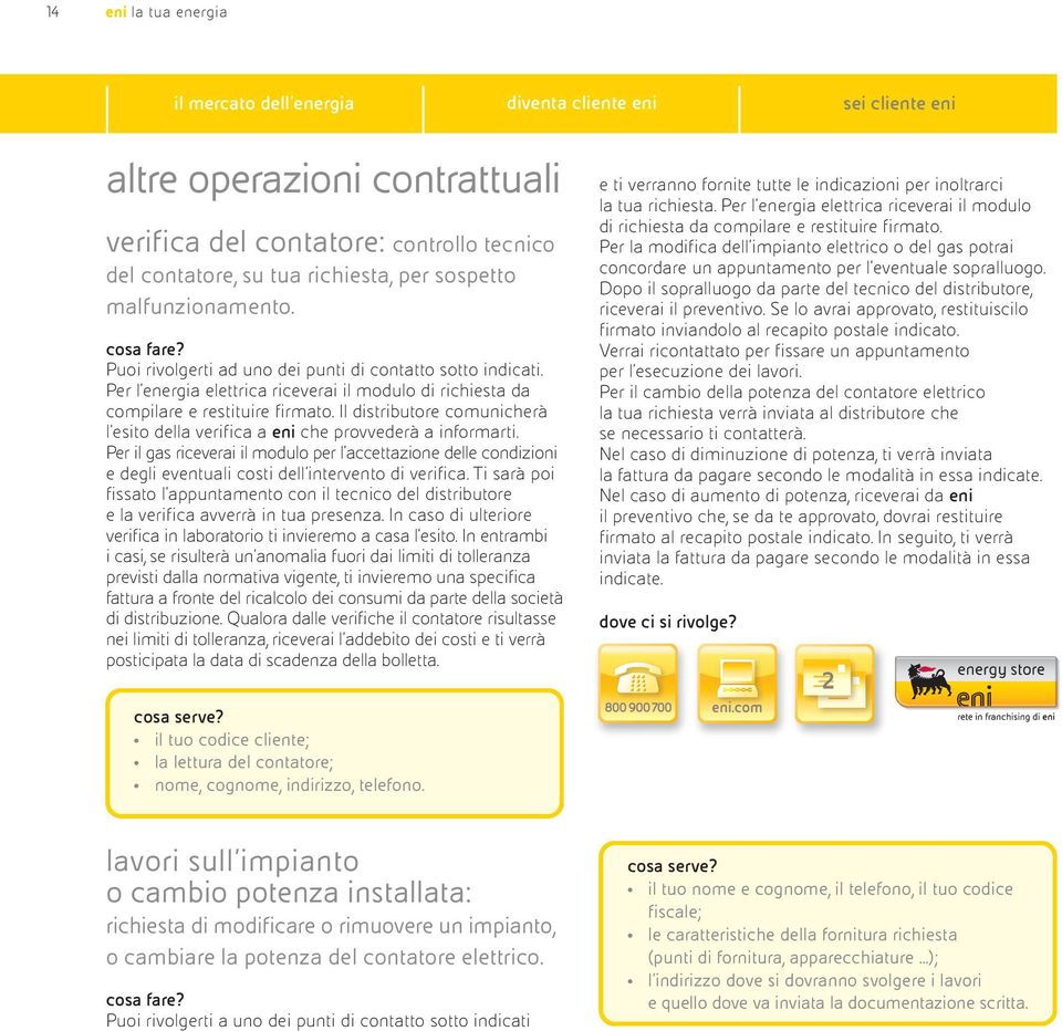 Il distributore comunicherà l'esito della verifica a eni che provvederà a informarti.