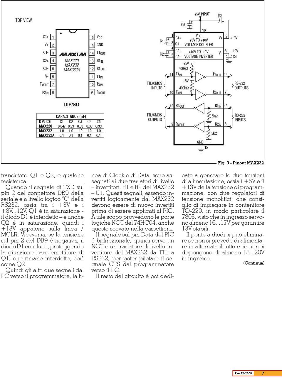 Viceversa, se la tensione sul pin 2 del DB9 é negativa, il diodo D1 conduce, proteggendo la giunzione base-emettitore di Q1, che rimane interdetto, così come Q2.