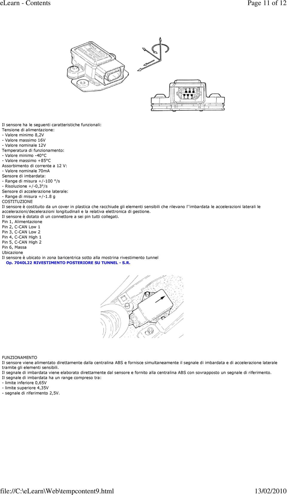 laterale: - Range di misura +/-1.