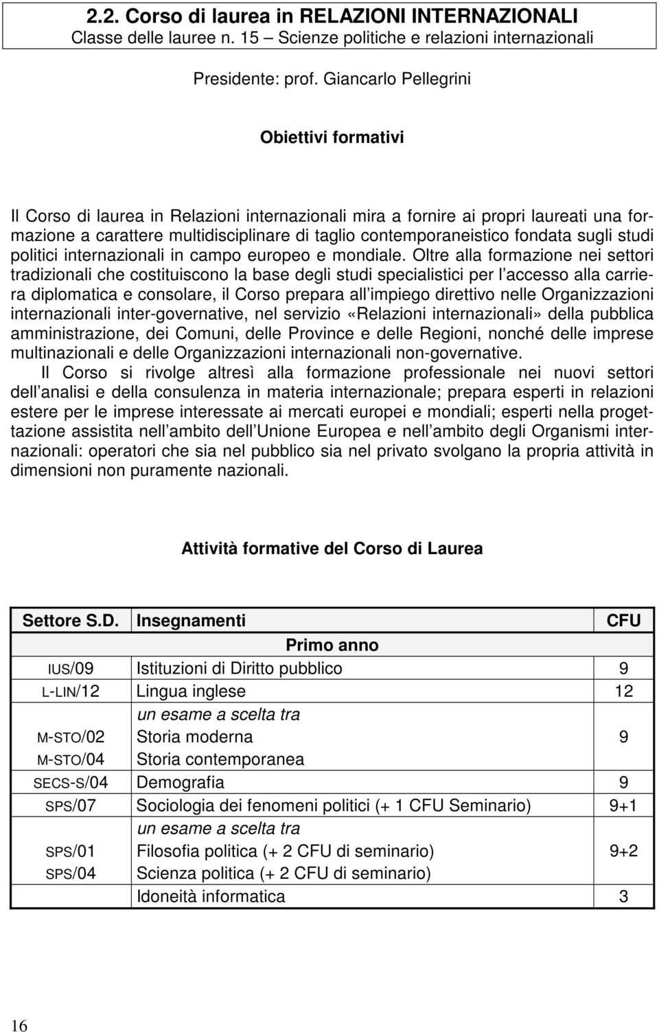 fondata sugli studi politici internazionali in campo europeo e mondiale.