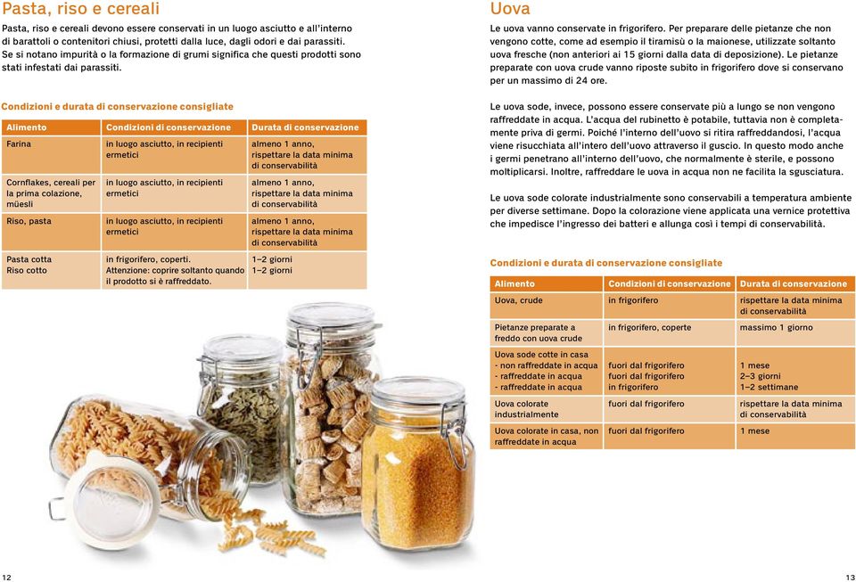 Farina in luogo asciutto, in recipienti almeno 1 anno, ermetici rispettare la data minima di conservabilità Cornflakes, cereali per in luogo asciutto, in recipienti almeno 1 anno, la prima colazione,