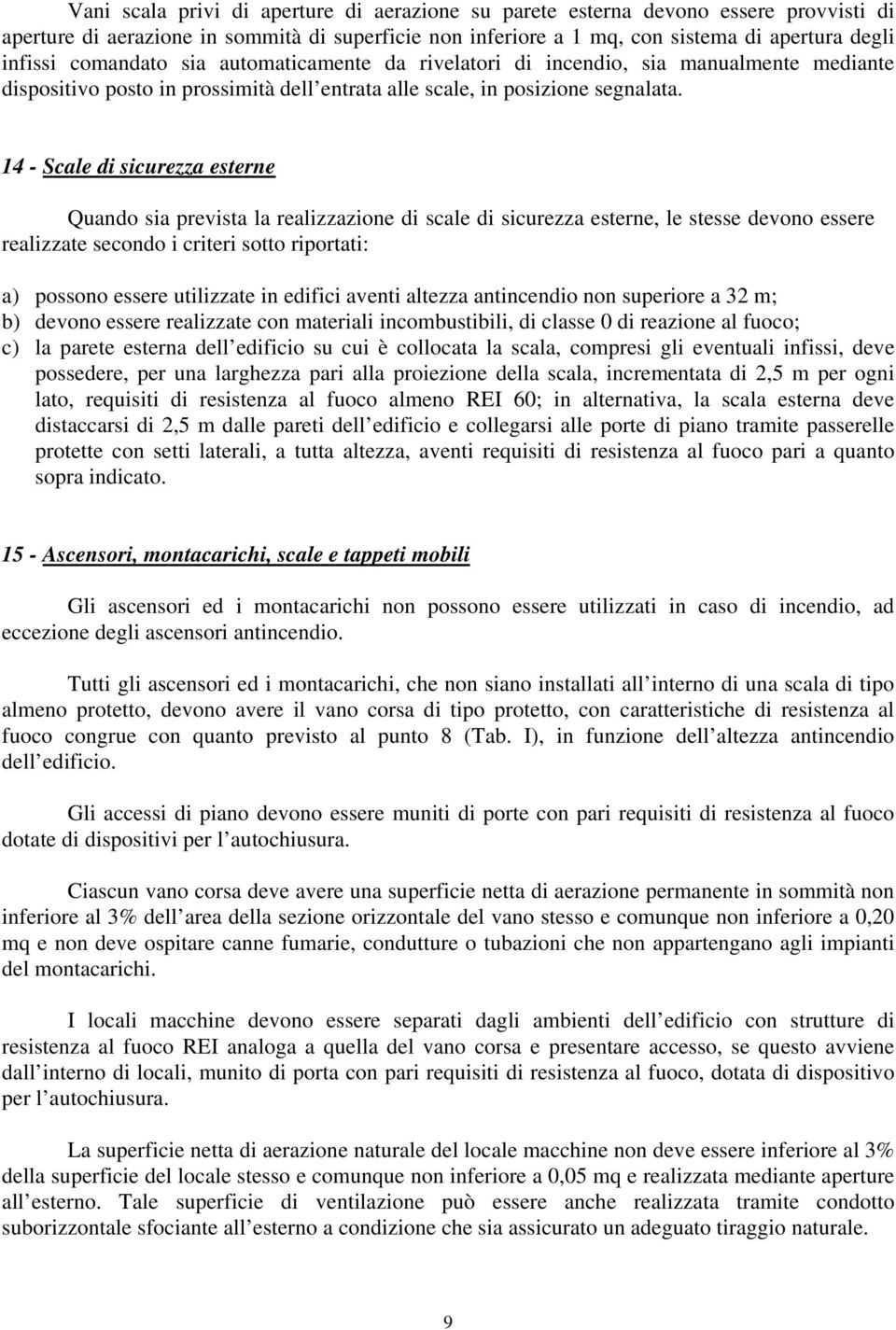 14 - Scale di sicurezza esterne Quando sia prevista la realizzazione di scale di sicurezza esterne, le stesse devono essere realizzate secondo i criteri sotto riportati: a) possono essere utilizzate