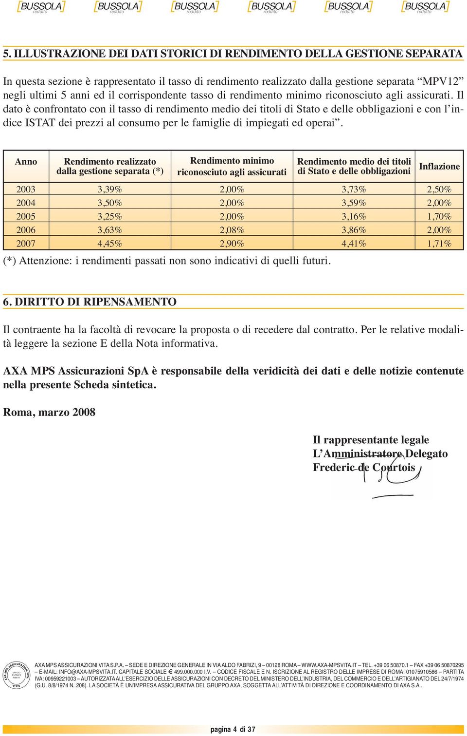 corrispondente tasso di rendimento minimo riconosciuto agli assicurati.