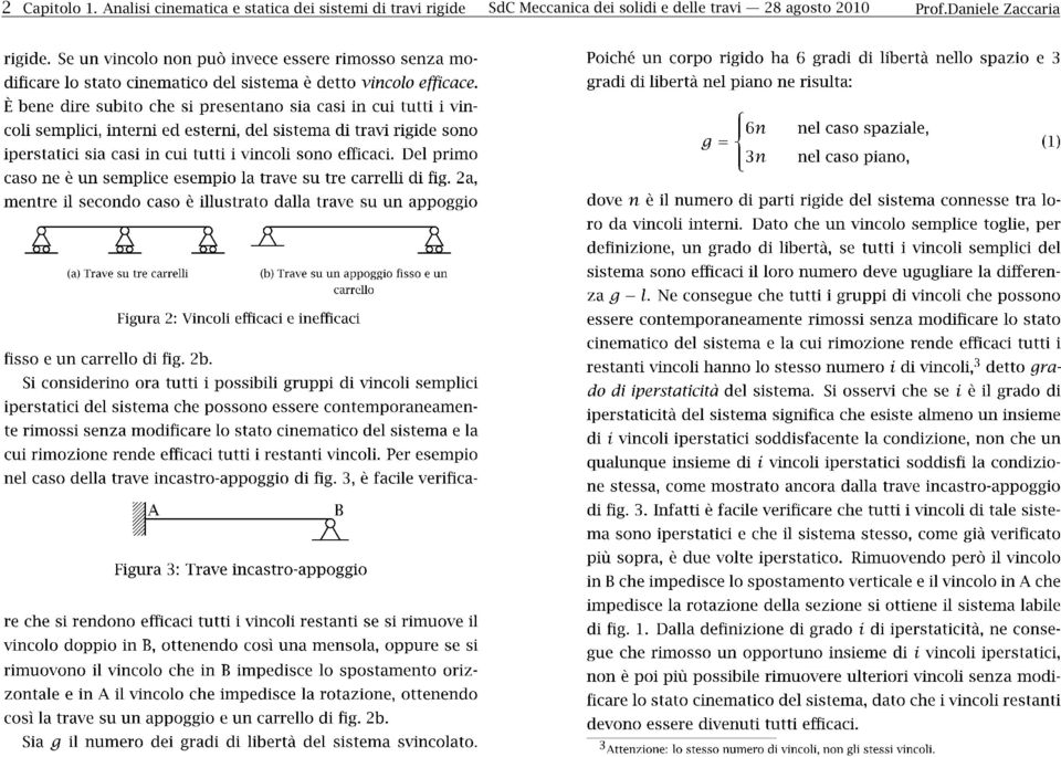 sistemi di travi rigide SdC