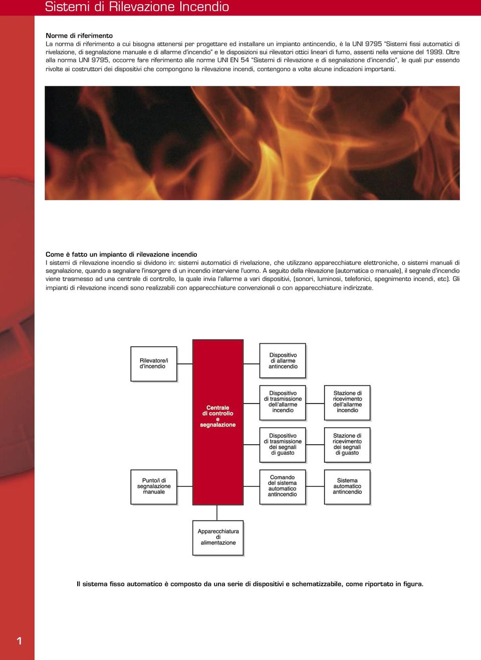 Oltre alla norma UNI 9795, occorre fare riferimento alle norme UNI EN 54 Sistemi di rilevazione e di segnalazione d incendio, le quali pur essendo rivolte ai costruttori dei dispositivi che