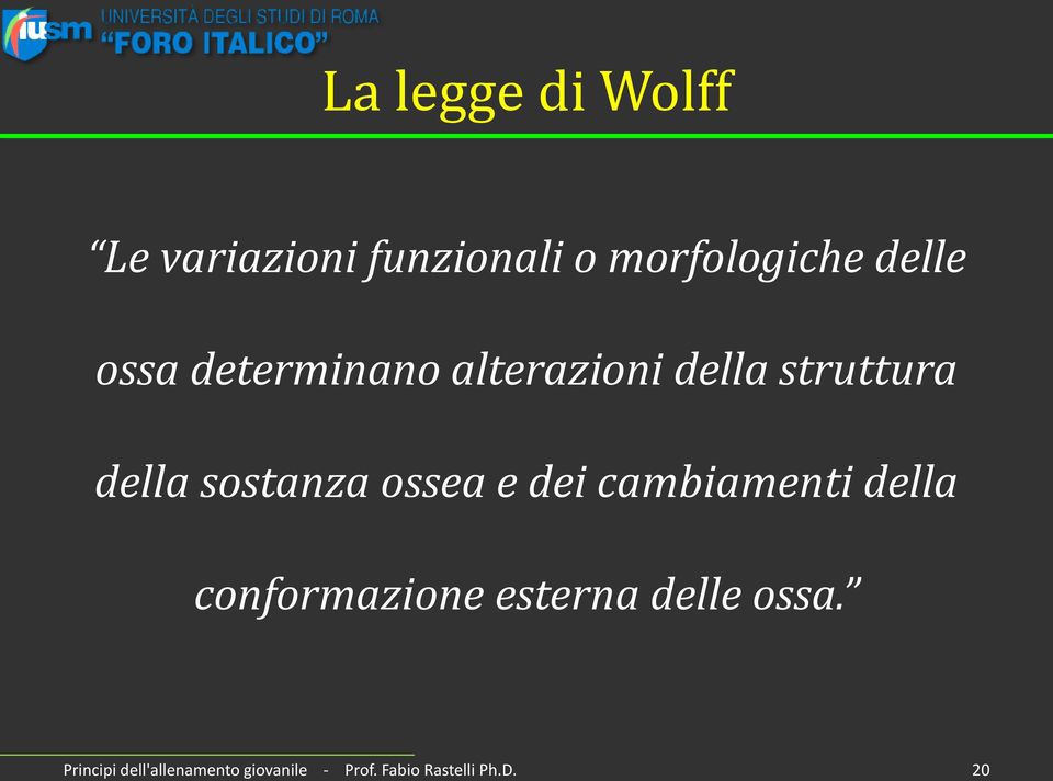 ossea e dei cambiamenti della conformazione esterna delle ossa.