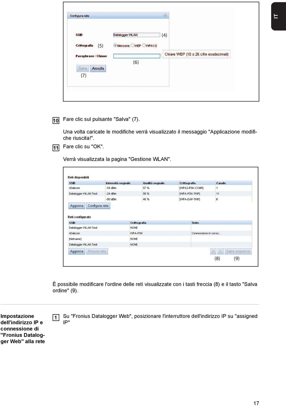 Verrà visualizzata la pagina "Gestione WLAN".