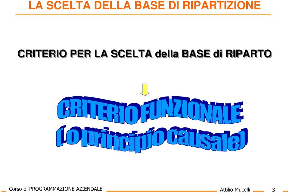 SCELTA della BASE di RIPARTO