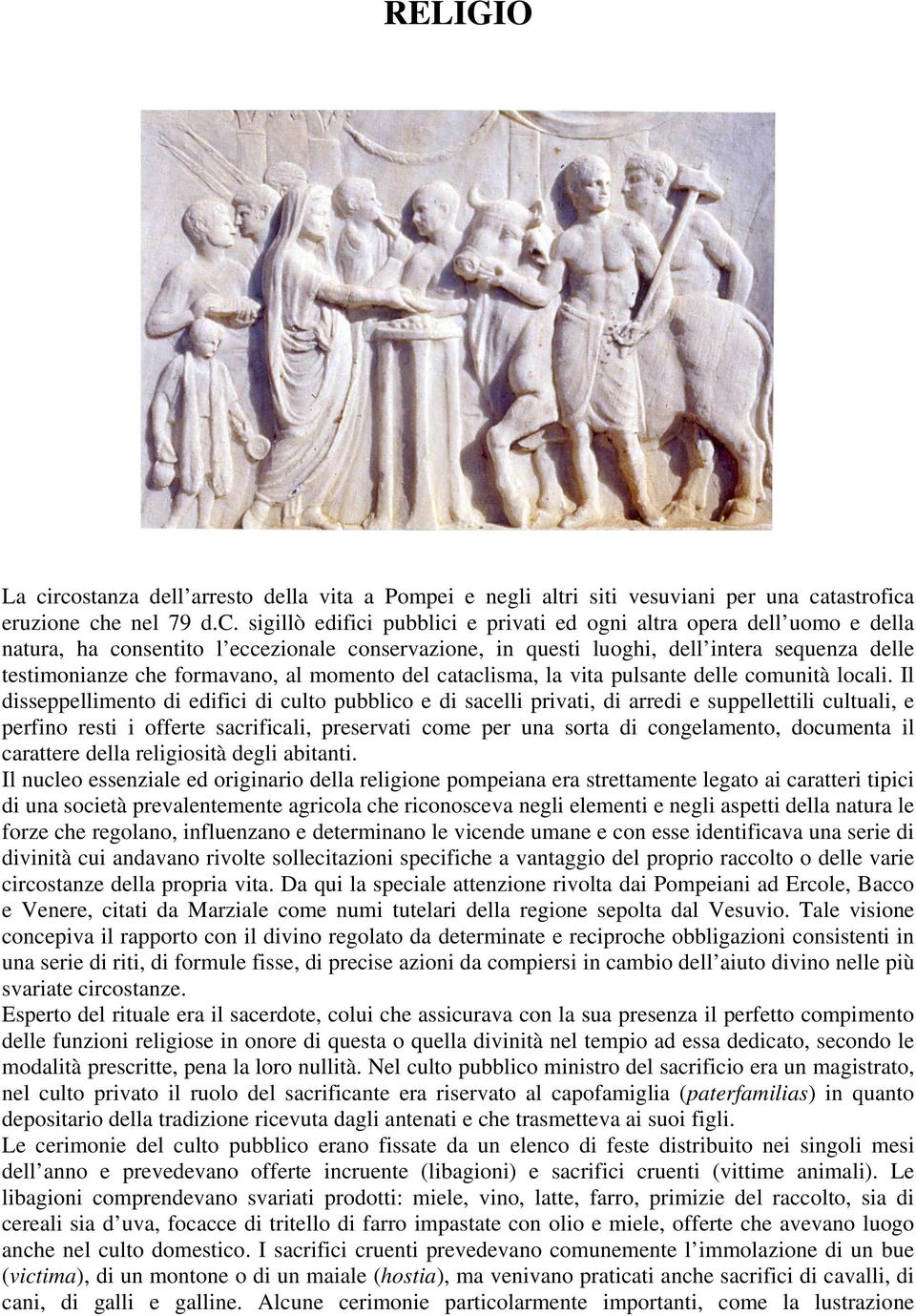 ha consentito l eccezionale conservazione, in questi luoghi, dell intera sequenza delle testimonianze che formavano, al momento del cataclisma, la vita pulsante delle comunità locali.