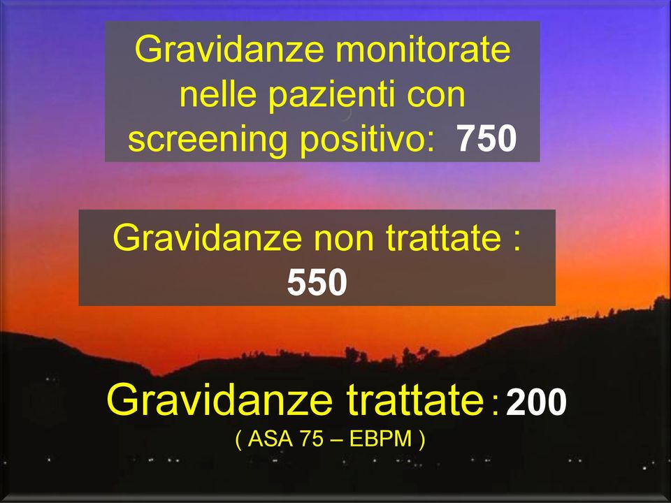 750 Gravidanze non trattate : 550