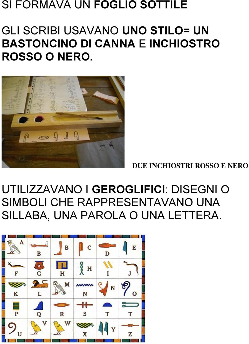 DUE INCHIOSTRI ROSSO E NERO UTILIZZAVANO I GEROGLIFICI: