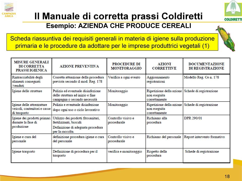 generali in materia di igiene sulla produzione primaria e