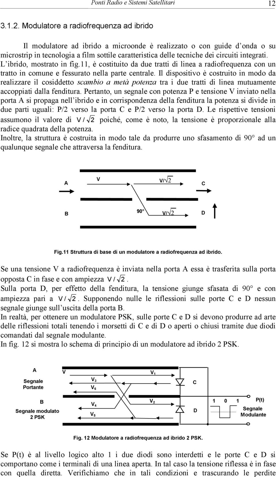 Modulatore a radiofrequenza ad ibrido Il modulatore ad ibrido a microonde è realizzato o con guide d onda o su microstrip in tecnologia a film sottile caratteristica delle tecniche dei circuiti