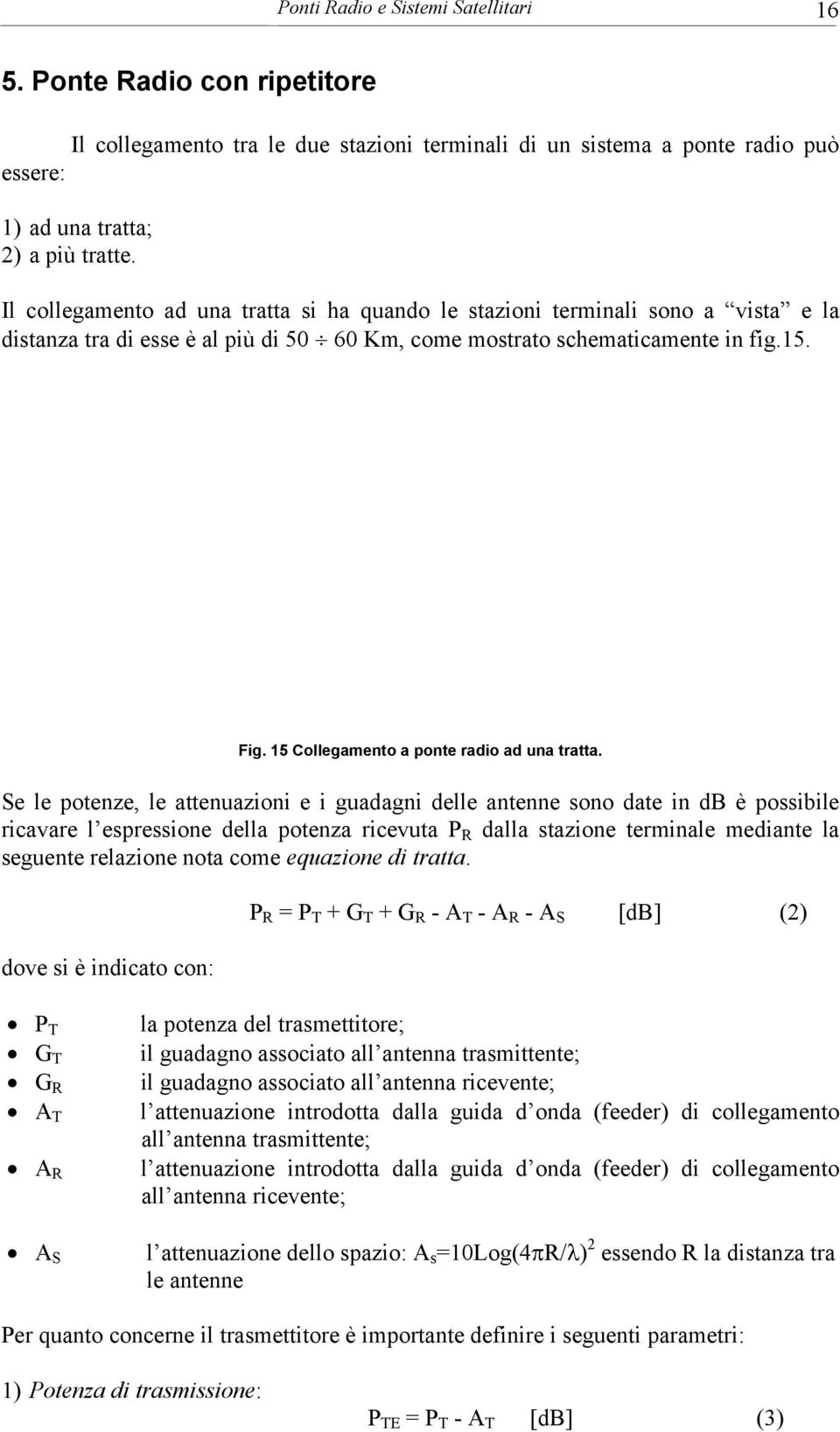 15 Collegamento a ponte radio ad una tratta.