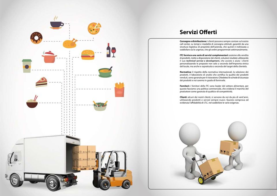 ITC fornisce una serie di servizi complementari: assieme alla vendita di prodotti, mette a disposizione dei clienti, soluzioni studiate utilizzando il suo technical service e development, che assiste