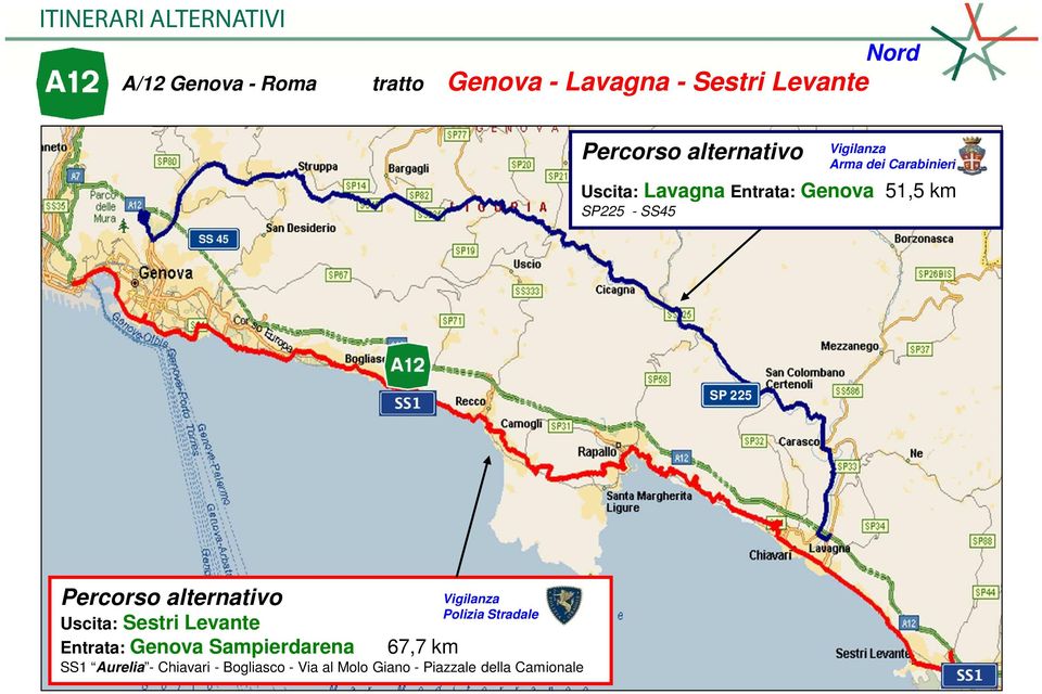 Sestri Levante Entrata: Genova Sampierdarena 67,7 km Polizia Stradale SS1