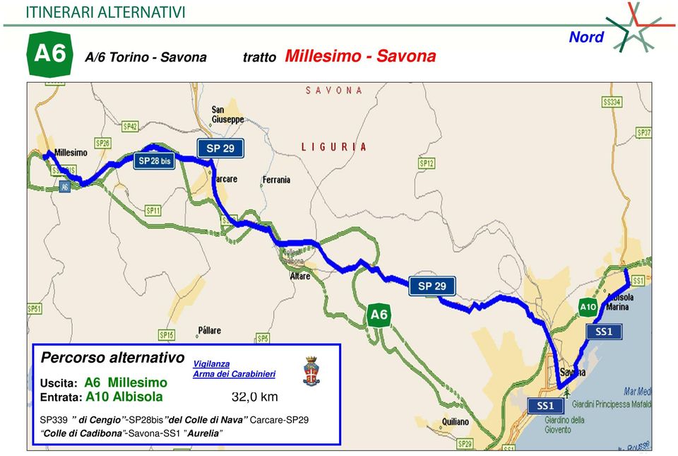 Carabinieri 32,0 km SP339 di Cengio -SP28bis del