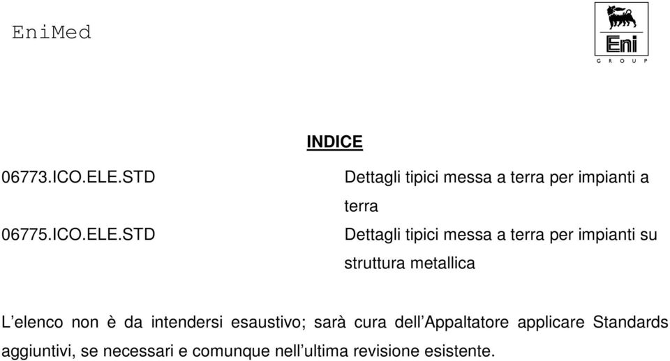 STD Dettagli tipici messa a terra per impianti a terra Dettagli tipici messa a