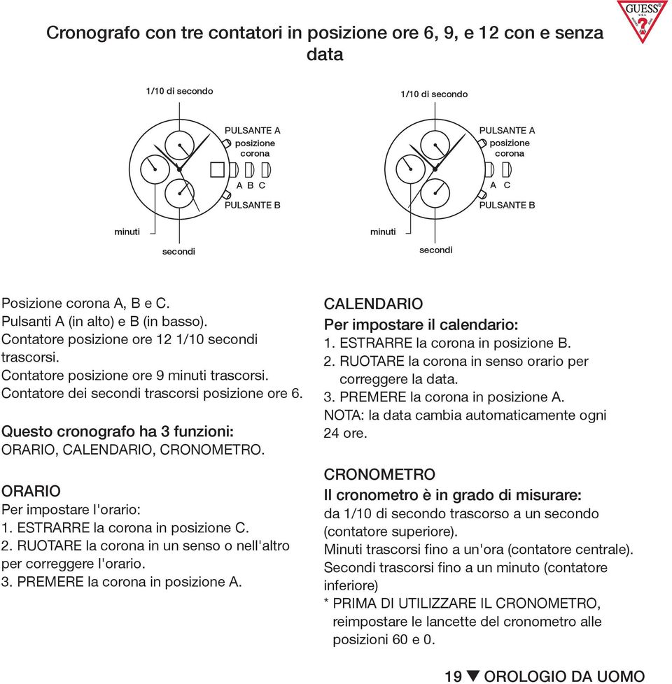 seconds elapsed Contatore 9 o clock eye ore minutes 12 1/10 elapsed secondi trascorsi. 6 o clock eye seconds elapsed Contatore ore 9 minuti trascorsi.