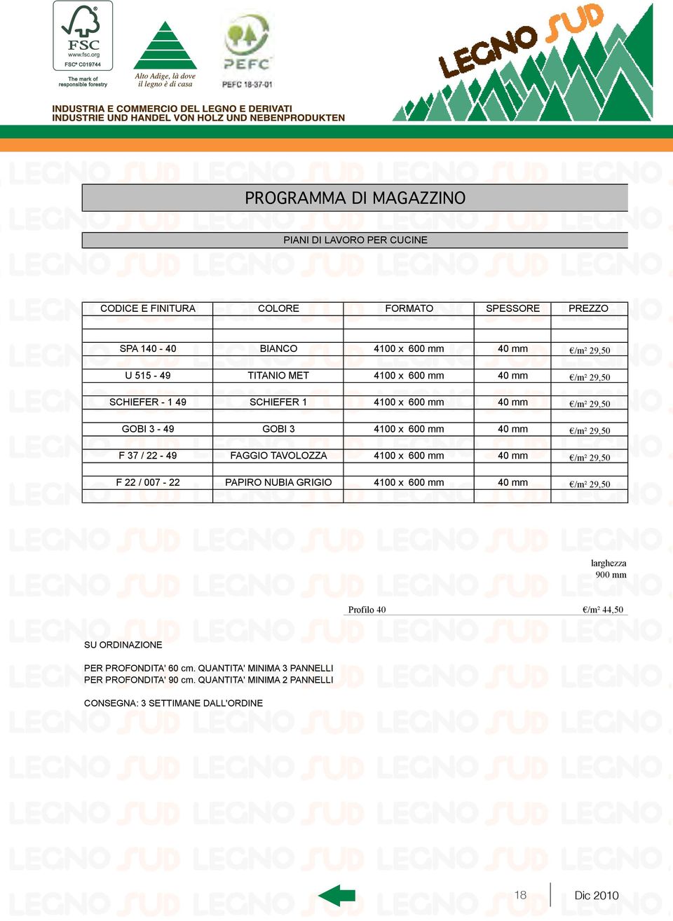 37 / 22-49 FAGGIO TAVOLOZZA 4100 x 600 mm 40 mm /m² 29,50 F 22 / 007-22 PAPIRO NUBIA GRIGIO 4100 x 600 mm 40 mm /m² 29,50 larghezza 900 mm Profilo 40 /m²