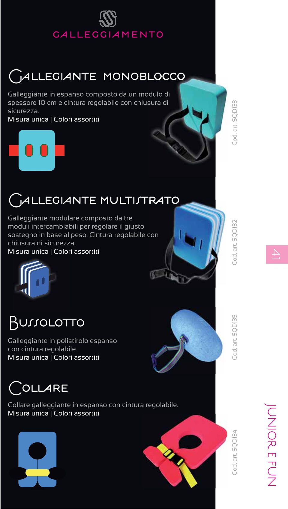 SQD133 Gallegiante multistrato Galleggiante modulare composto da tre moduli intercambiabili per regolare il giusto sostegno in base al