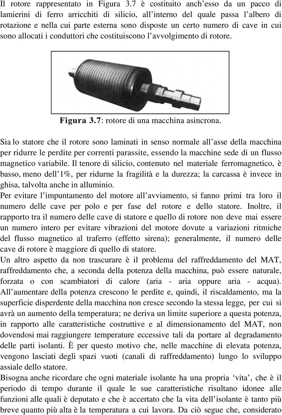 cui sono allocati i conduttori che costituiscono l avvolgimento di rotore. Figura 3.7: rotore di una macchina asincrona.