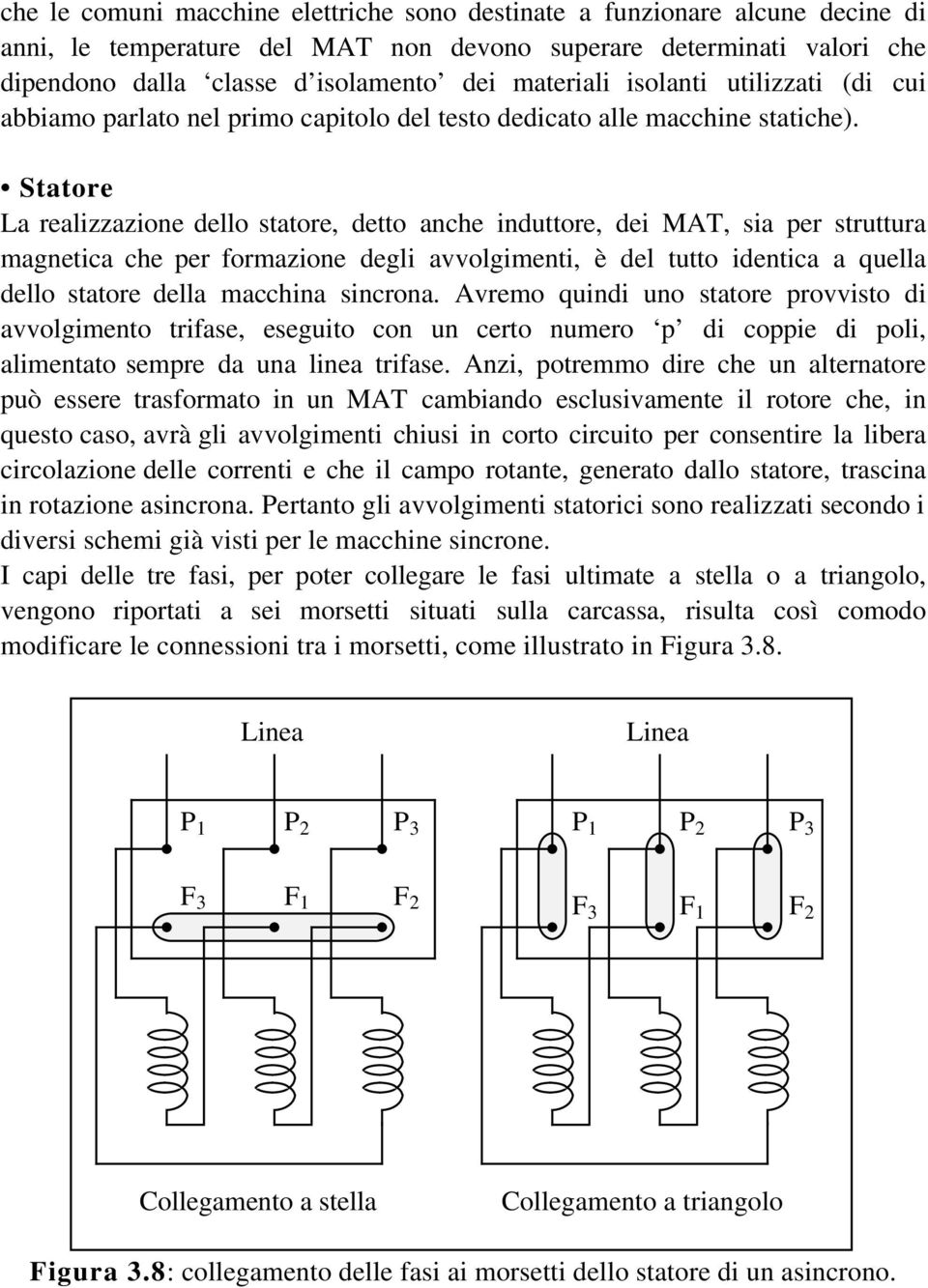 Statore La realizzazione dello statore, detto anche induttore, dei MAT, sia per struttura magnetica che per formazione degli avvolgimenti, è del tutto identica a quella dello statore della macchina