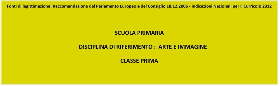 2006 - Indicazioni Nazionali per il Curricolo 2012