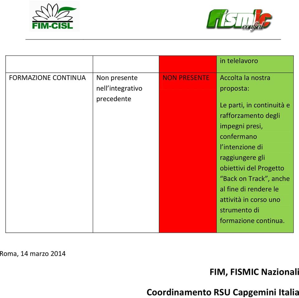 raggiungere gli obiettivi del Progetto Back on Track, anche al fine di rendere le attività in corso uno