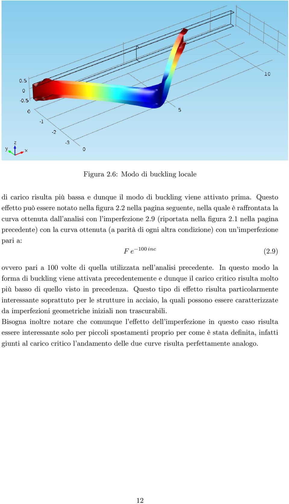 1 nella pagina precedente) con la curva ottenuta (a parità di ogni altra condizione) con un imperfezione pari a: F e 100 inc (2.9) ovvero pari a 100 volte di quella utilizzata nell analisi precedente.