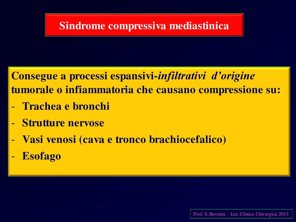 compressione su: - Trachea e bronchi - Strutture nervose - Vasi venosi
