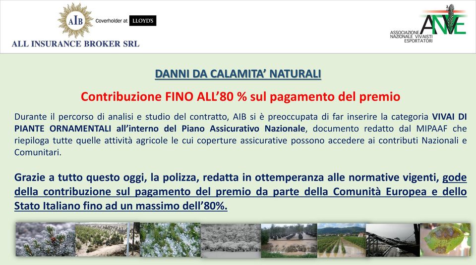 attività agricole le cui coperture assicurative possono accedere ai contributi Nazionali e Comunitari.