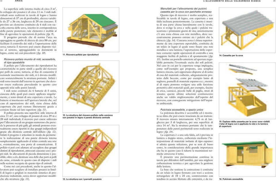 È previsto un elemento costituito da 4 nidi con raccolta esterna delle uova, inserito in corrispondenza della parete posteriore; tale elemento è mobile al fine di agevolare le operazioni di pulizia