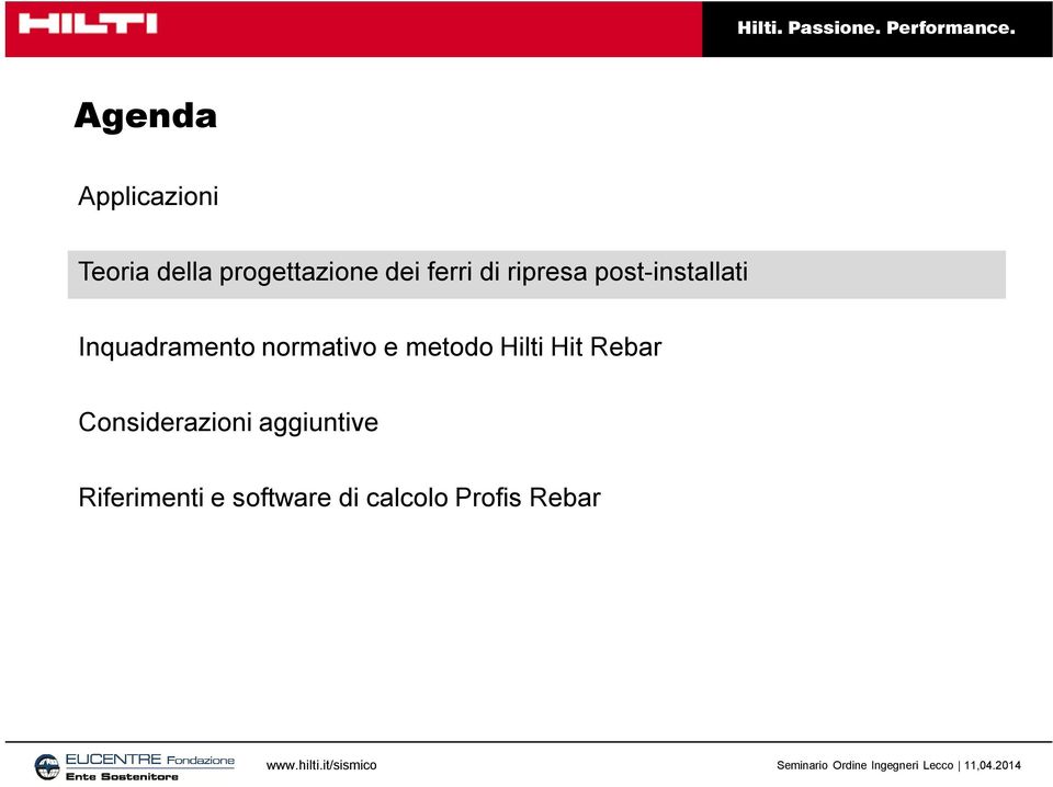 normativo e metodo Hilti Hit Rebar Considerazioni