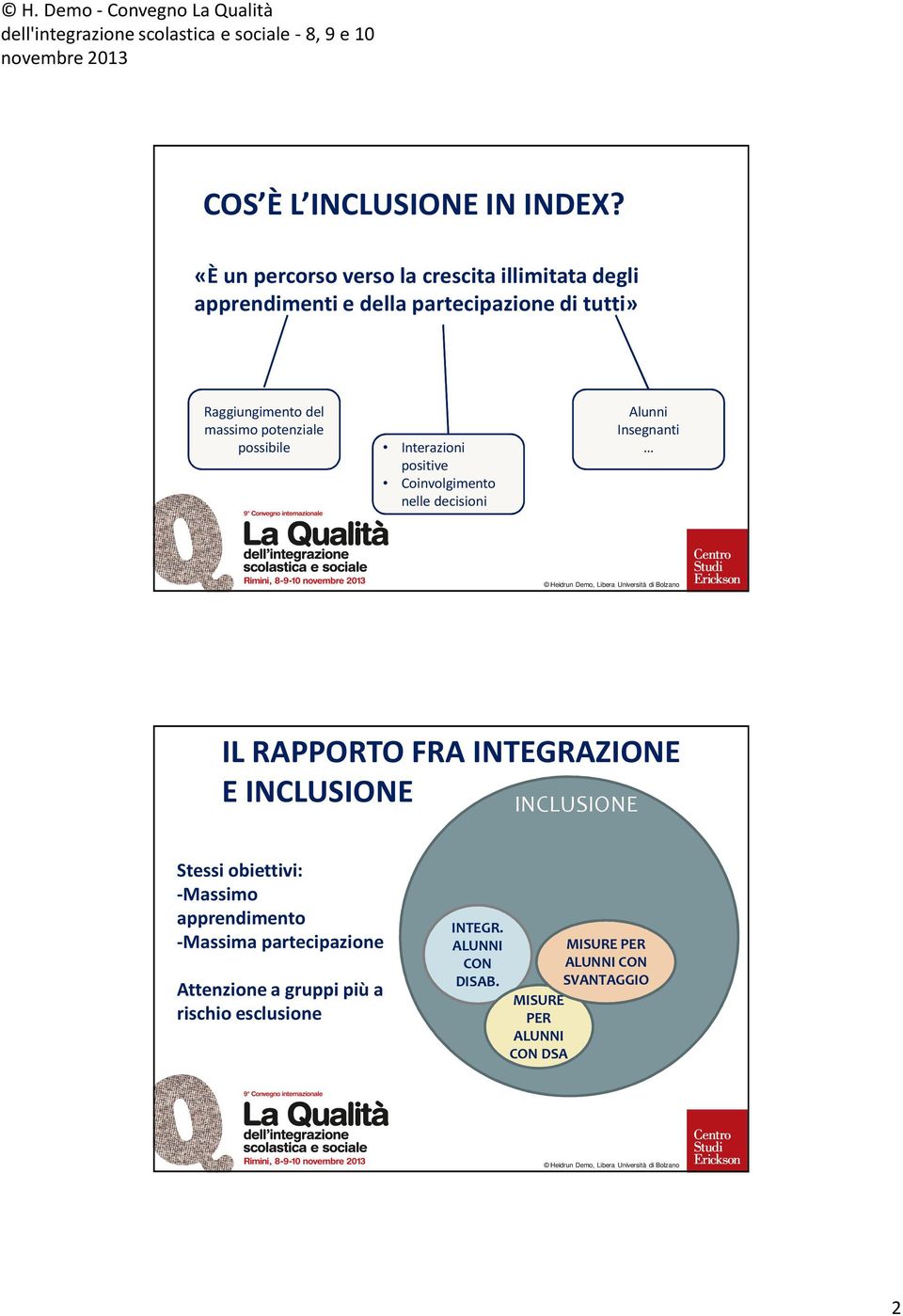 massimo potenziale possibile Interazioni positive Coinvolgimento nelle decisioni Alunni Insegnanti IL RAPPORTO FRA